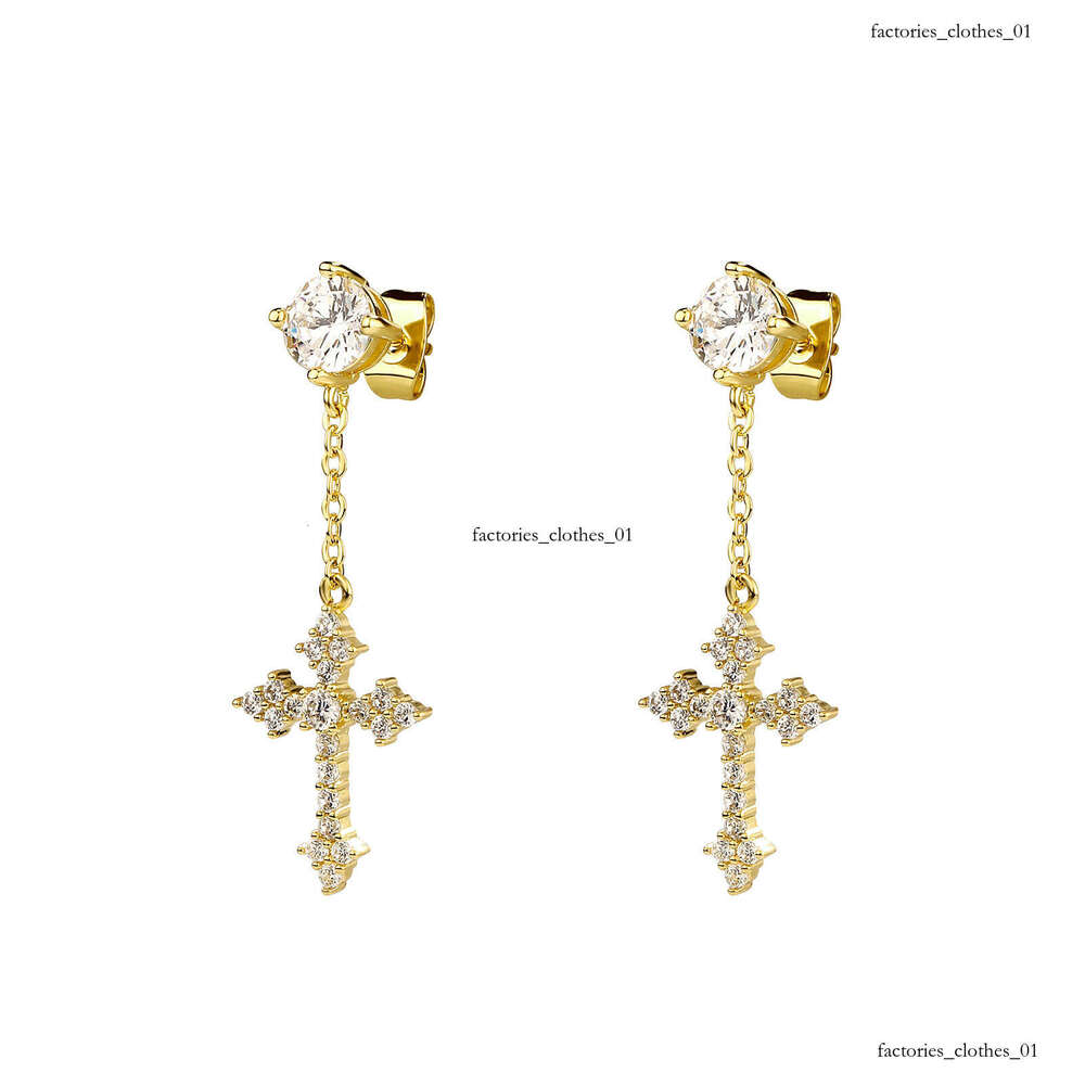 Long Tassel Cross Zircon for Women, Fashionable Elegant Design, Full Dia, Ins Style, Stylish and Chic Earrings