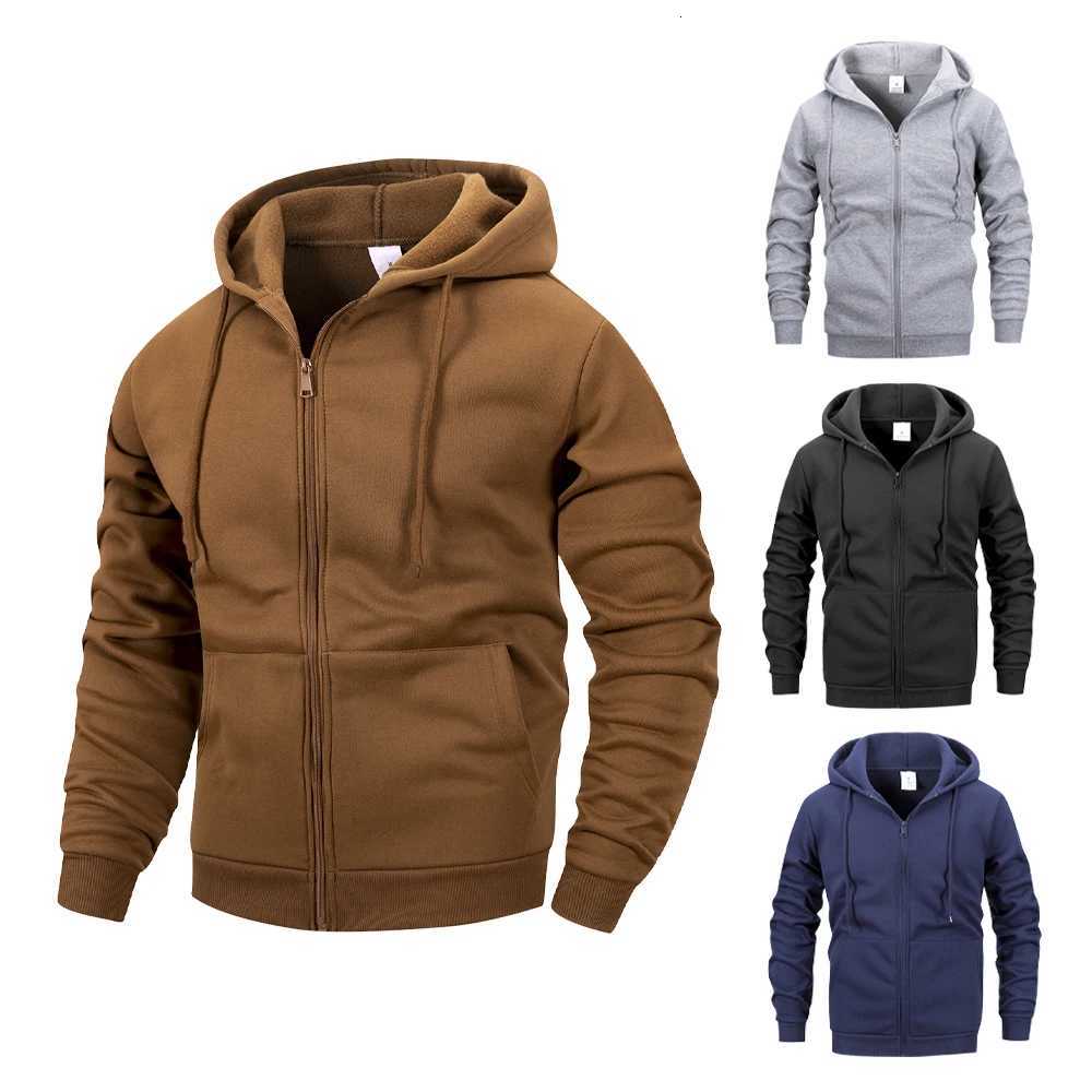 Mens Casual Sweatshirt Zip Hooded Sweatshirt Jacket Mens Solid Color Cardigan Hooded Jackets Spring Autumn Mens Tops W250809