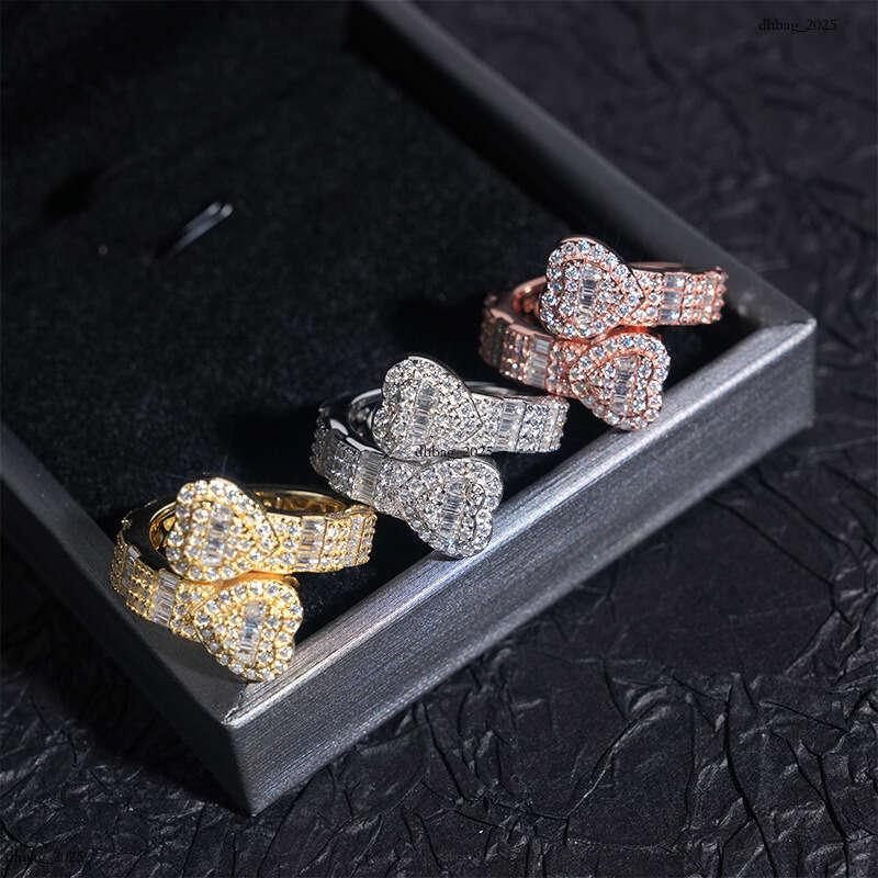 ICED OUT Hot New Sterling Silver Moissanite Heart Shape Best Selling High Quality Ring