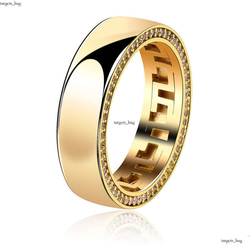 New S Silver Glossy Hip-Hop Ring Micro-Paved Zircon Unisex Couple Rings Gold Australian Jewelry