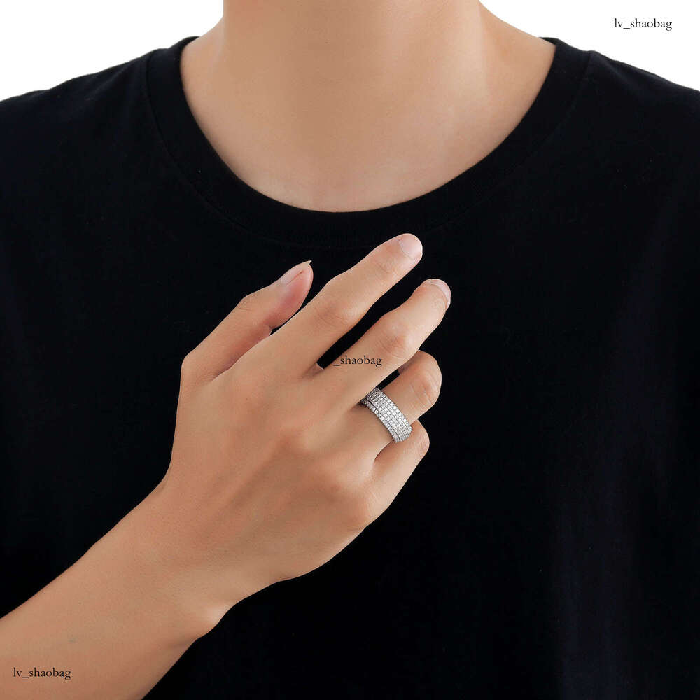 Five Rows Full Diamond Personality Men's Ring Trendy Simple Unisex Hip Hop Accessories