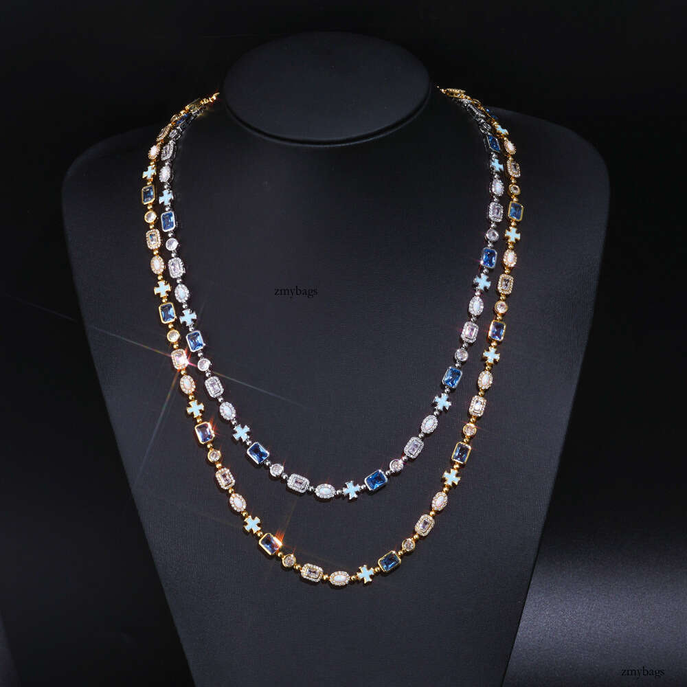 Hip Hop 6mm Cross Oil Drop Chain High-Quality Colorful Opal Men's Necklace