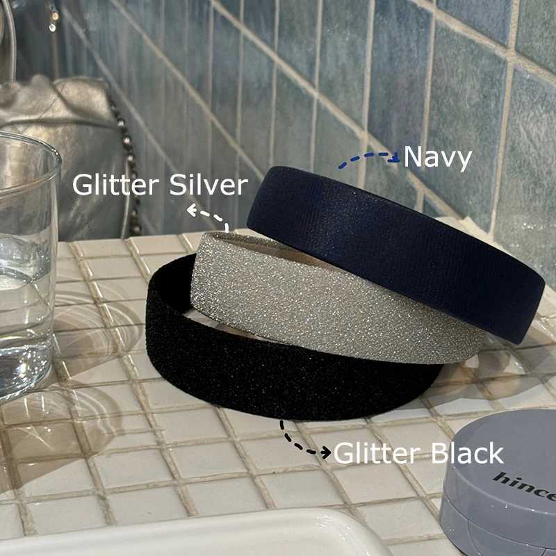 Shiny Glitter Fabric Band Wide Cross Flat Haiands Daily Heaear Sweet Simple Bands Wen Hair Accessories Y250809
