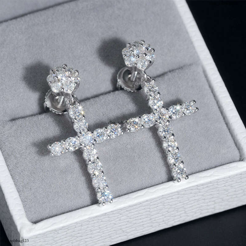 ICED OUT Hip-Hop Full Dia Cross for Men and Women, Personalized Moissanite Trendy Earrings