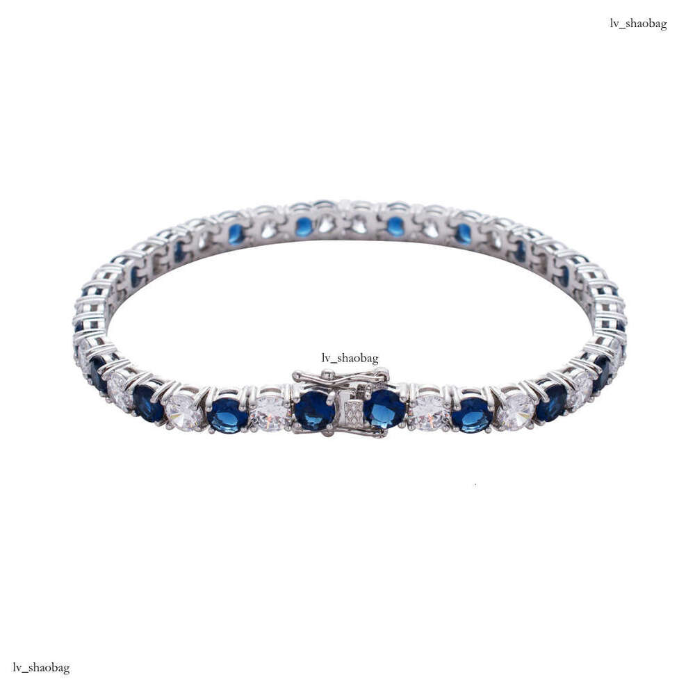 Blue White Zircon Tennis Chain Personality Trendy Brand Men's Hip Hop Bracelet