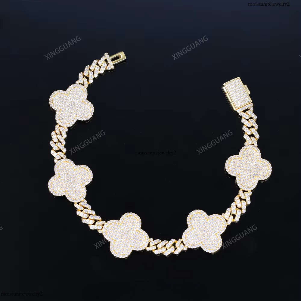 Fashion Jewelry Bracelet SSolid Sier GRA Certificate D/VVS Moissanite Cuban Link Chain Mens Bracelets