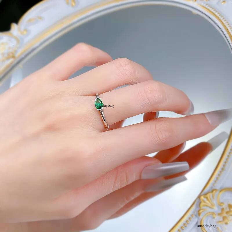 Choucong Ins Top Sell Unique Wedding Rings Simple Fine Jewelry Geunine 100% Sterling Sier Oval Cut Emerald Women Eternity Sweet Finger Ring For Lover 