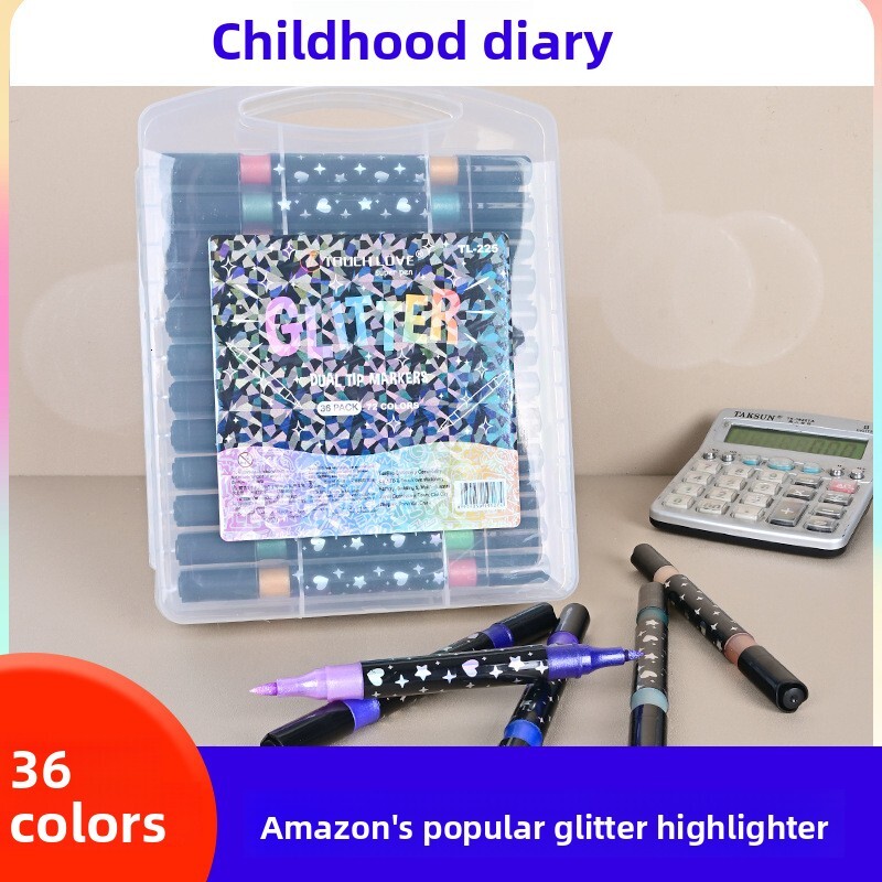 Wholesale Double-Headed Double-Color Children's Drawing Luminous Dwe74 Highlighter Journal Night Light