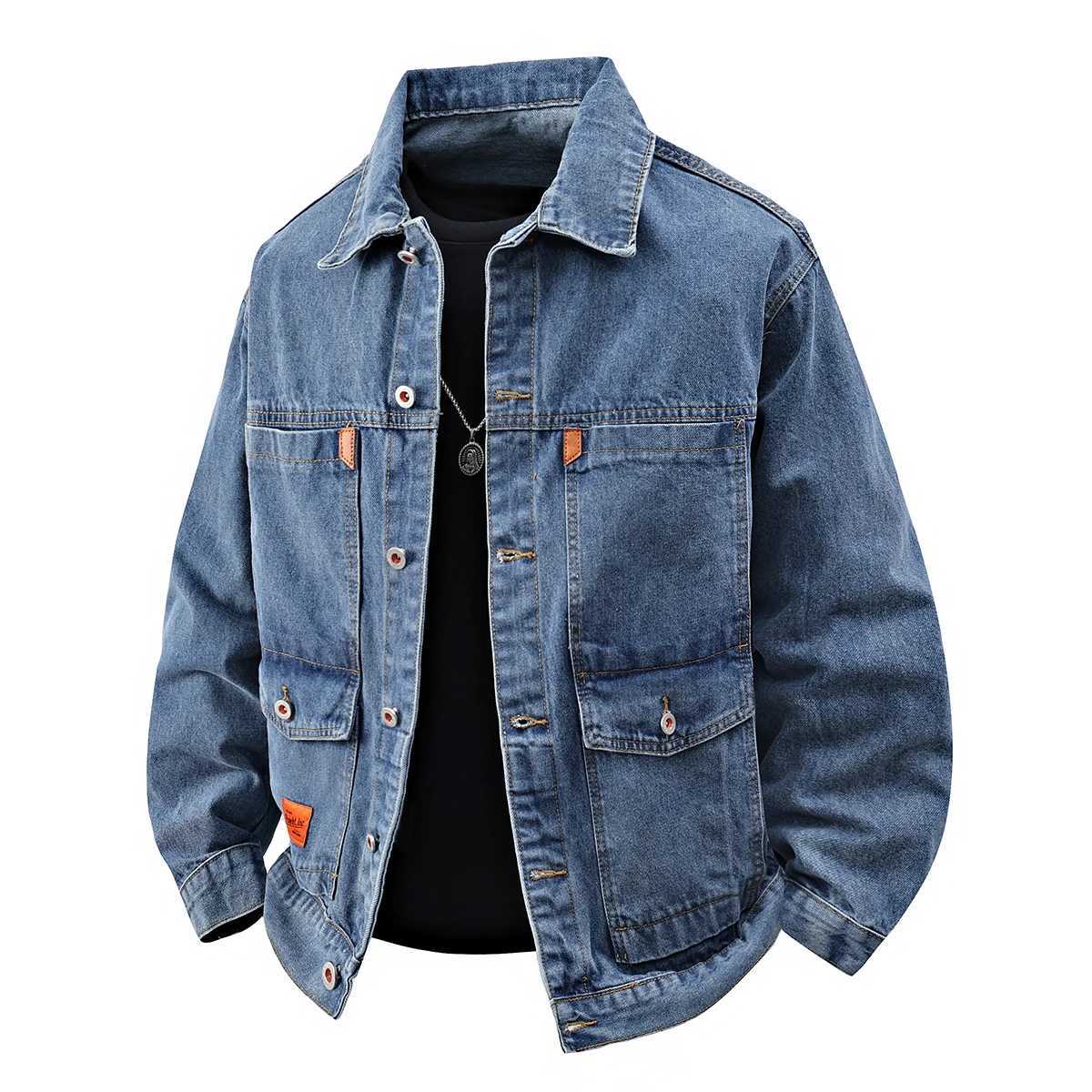 Autumn and Spring Fashion Trend Outdoor Sports Vintage Workwear Denim Jacket Mens Casual Loose Plus Size High Quality Outerwear W250809