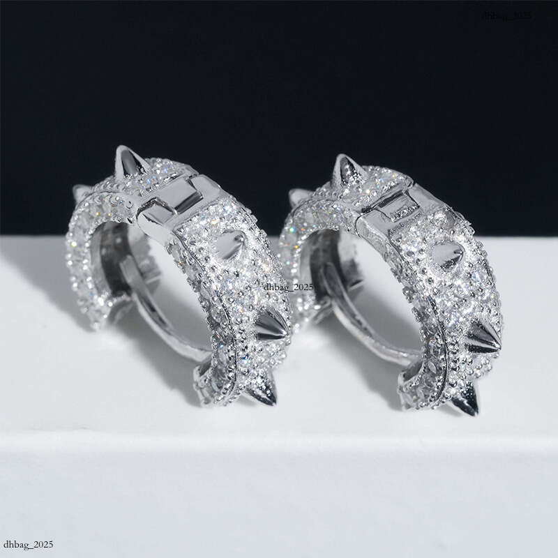 Hip Hop Sier Moissanite Stud Geometric Shape Unisex Earrings