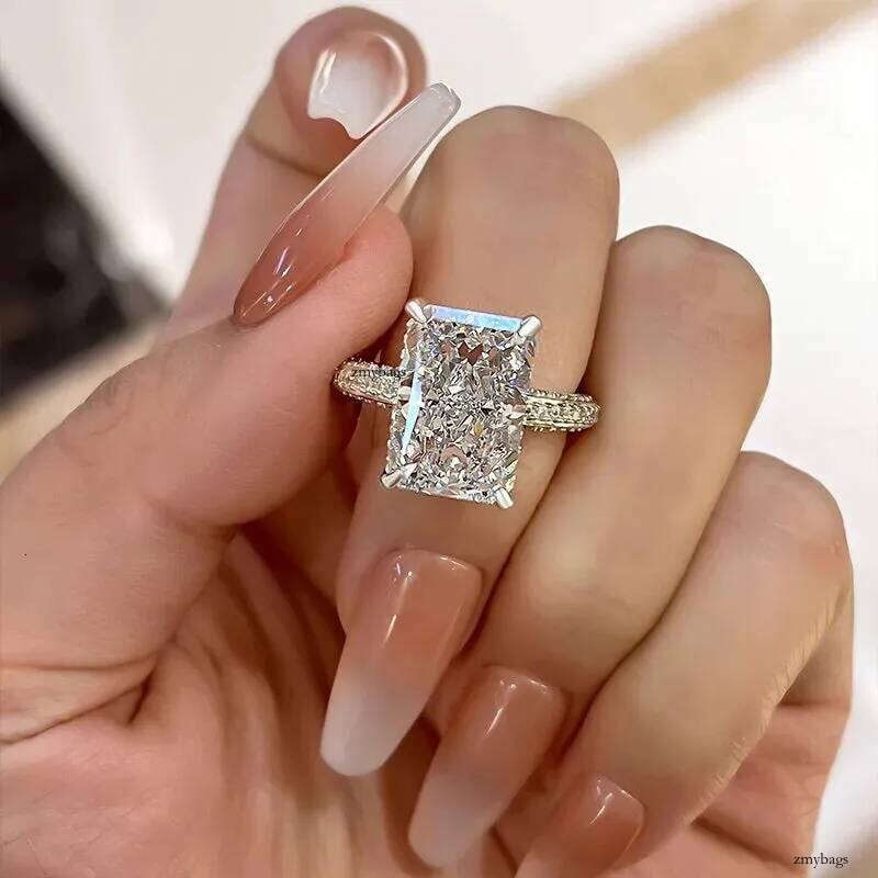 Choucong Brand Wedding Rings Stunning Jewelry Sterling Sier Princess Cut White Lab Moissanite Dia Party Eternity Female Women Ring Gift