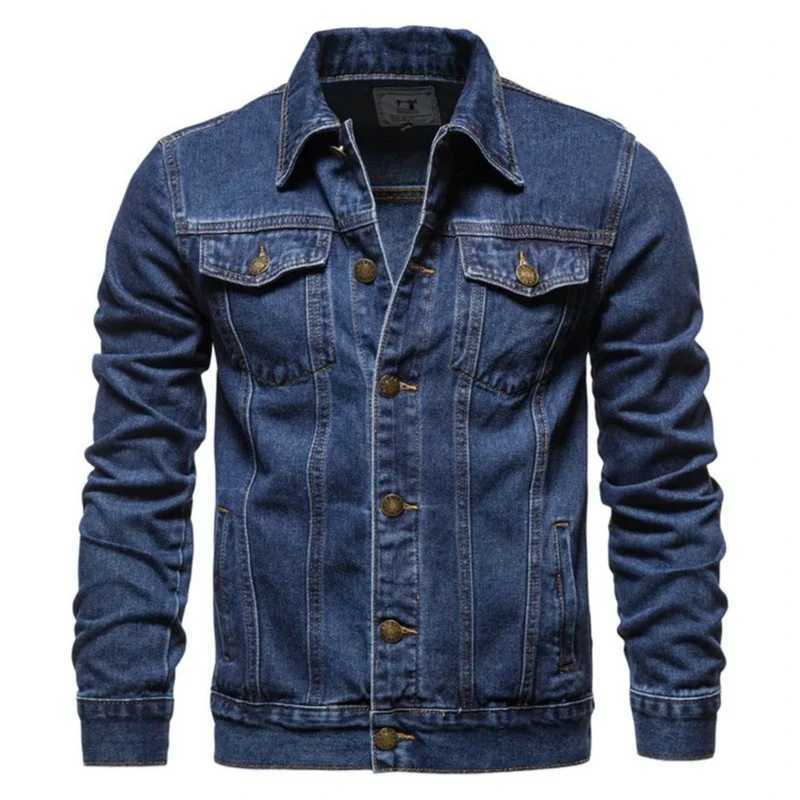 New Autumn Mens Casual Workwear Jeans Jacket Loose Casual Versatile Youthful Male Solid Color Tops Denim Mens Outerwear W250809