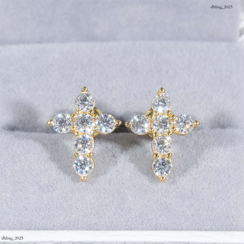 ICED OUT New Moissanite CrosIced Out VVS Gold Plated Bestseller Classic Earrings for Men and Women
