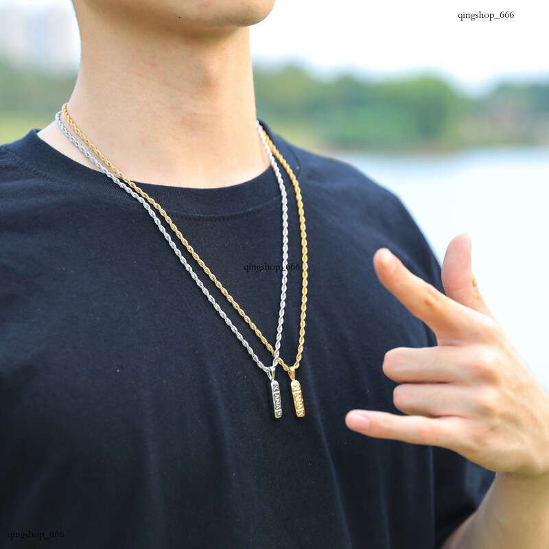 Jewelry INSXANAX Men's Necklace Real Gold Plated Hip Hop Pendant
