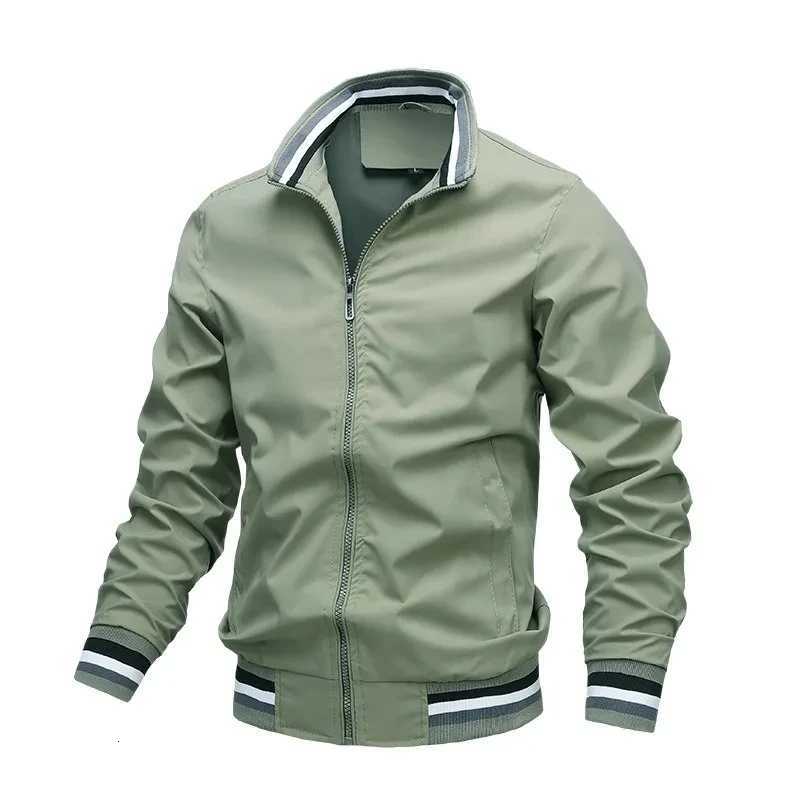 Autumn and Winter Mens Standing Collar Casual Zipper Business Jacket Outdoor Sports Jacket Waterproof and Windproof Solid Color W250809