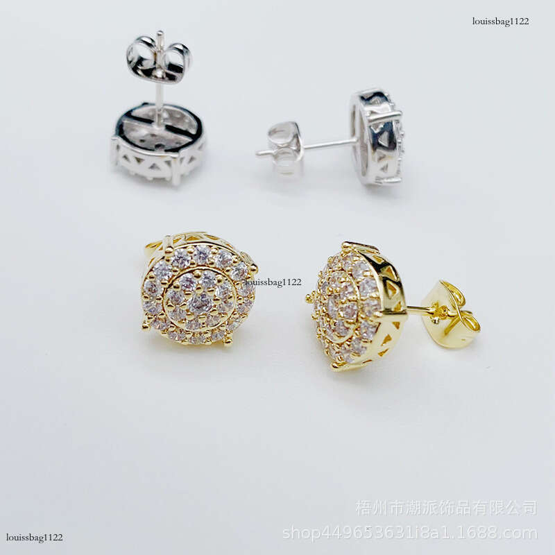 Hip Hop Zircon Hiphop Trendy Full Dia Electroplated Earrings New Ear Jewelry 111