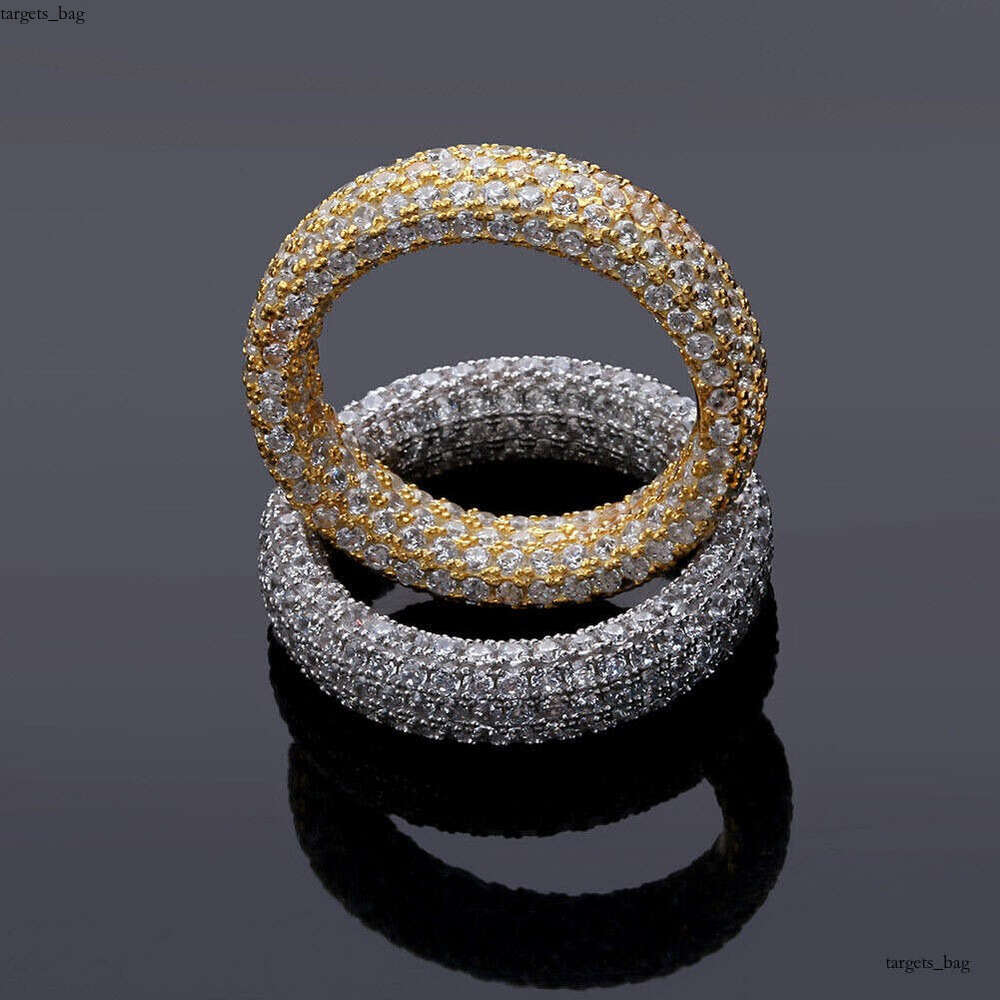 Micro Paved Full Zircon Hip Hop Personality Simple Men's Ring Jewelry
