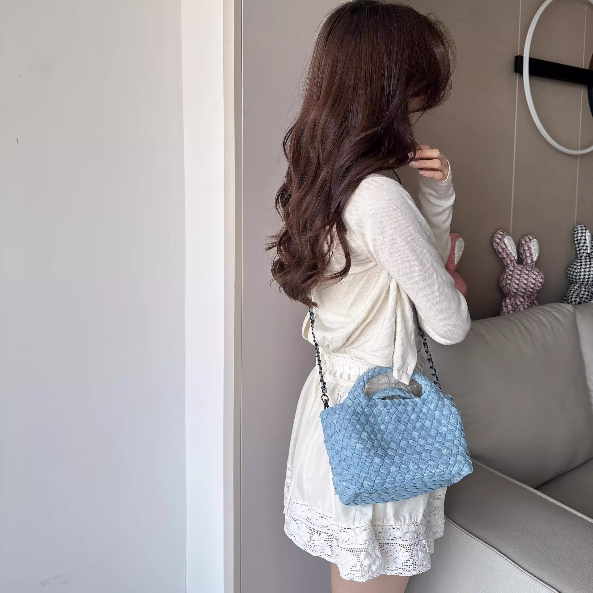 2025 autumn new denim versatile woven handbag niche design large capacity shoulder bag women's crossbody bag designer bag