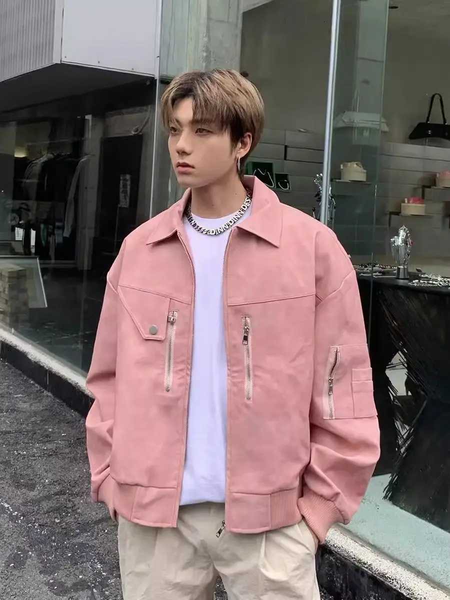 Casual Spring Autumn Jackets Mens Korean Style High-end Short Vintage American Leather Coat Trendy and Cool Motorcycle Jacket W250809