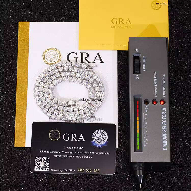 XG 100% Pass Dia test GRA Certificated VVS Moissanite Sterling Sier Tennis Chains for Fine Jewelry Necklace