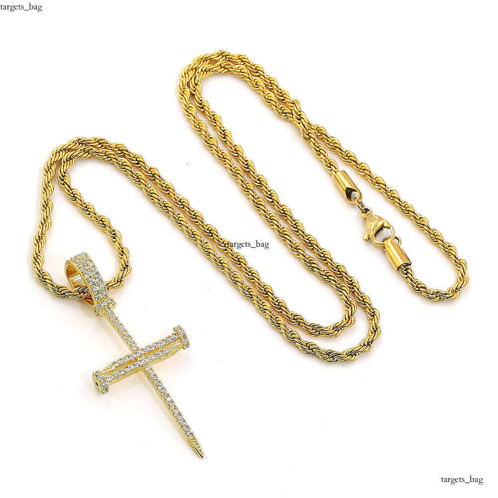 Micro Paved Moissanite chain Hip Hop Necklace Ankh Key Cross Pendant Chain Gold Australia