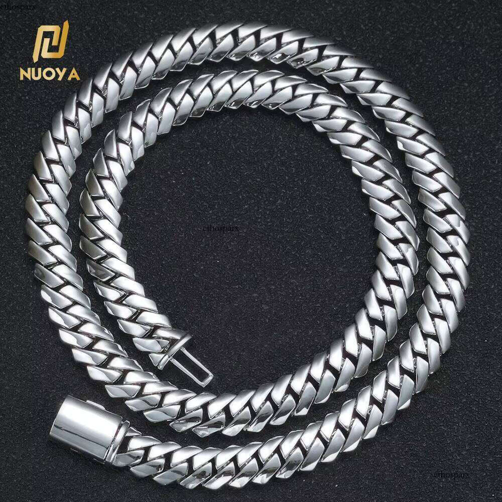 NUOYA Gold Plated Chains Brass Necklace 12MM Custom Rapper Men Hip Hop Cuban Link Chain