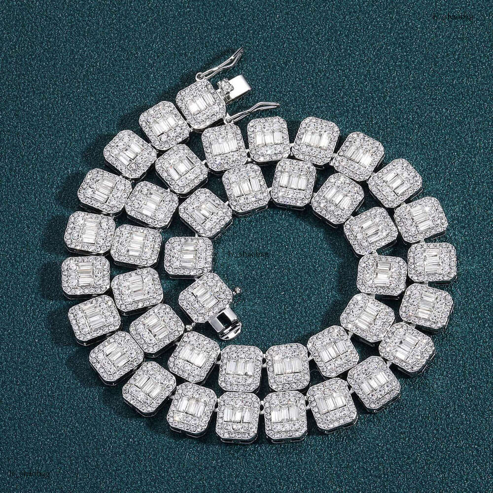 New Hip-Hop 13mm Square Round Cuban Chain Full Dia Men's Trendy Necklace
