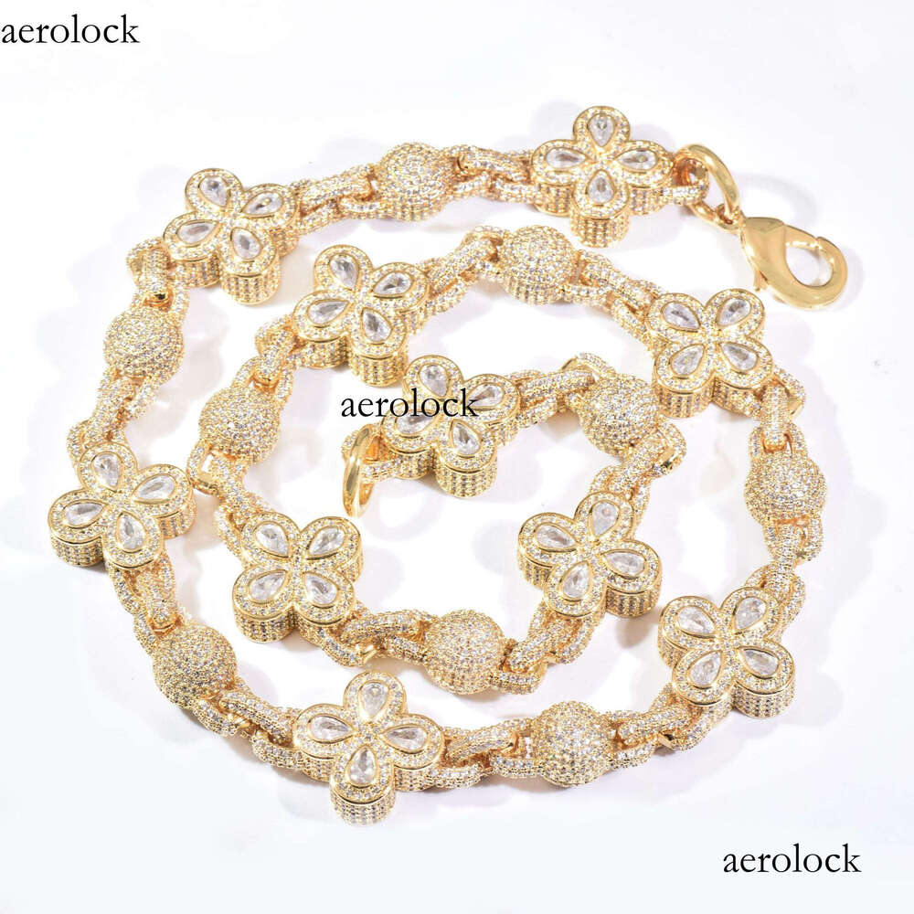 Hip Hop Full Moissanite chain Bubble Personality Four-Leaf Clover Jewelry High-End Men's Necklace