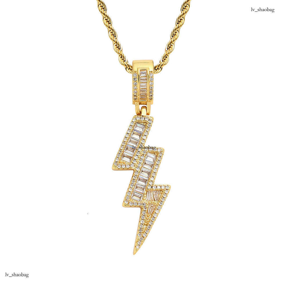 Micro Paved Moissanite chain Lighing Unisex Hip Hop Trendy Brand Personality Necklace Pendant