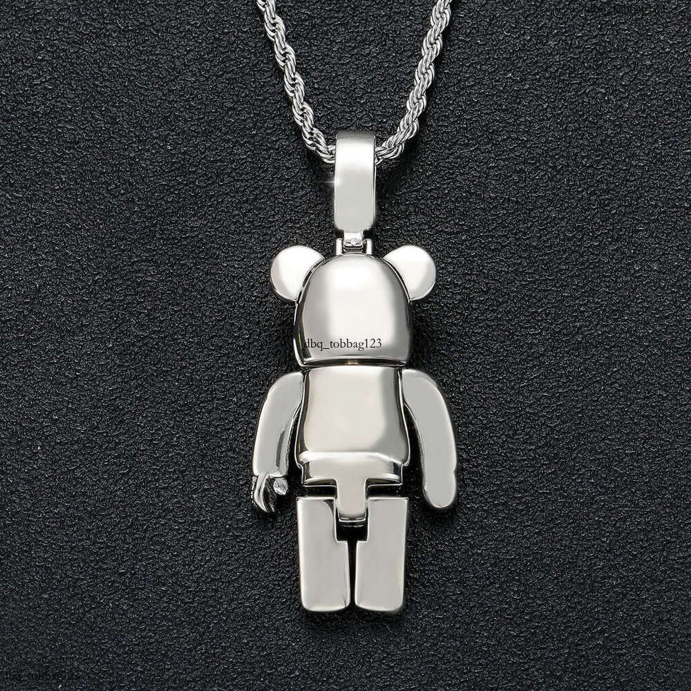 Cartoon Anime Plush Toy Mechanical Personality Full Moissanite chain Hip-Hop Bear Pendant Accessories Jewelry