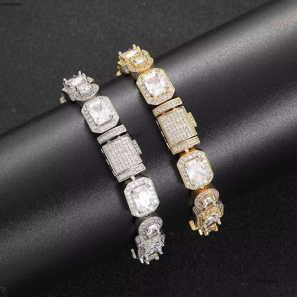 NUOYA Hight Quality Iced Out Clustered Hip Hop Jewelry Rectangle Dia Tennis Bracelet