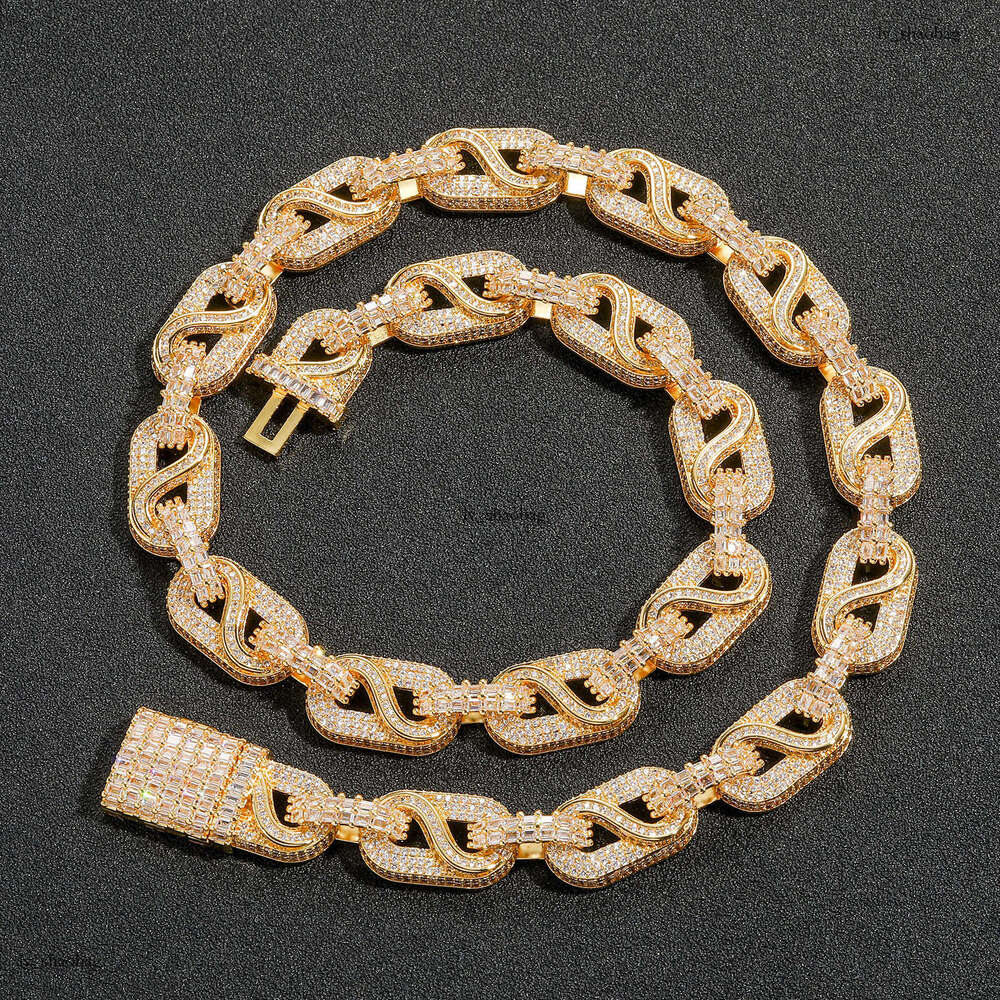 Meisa New T Square Mixed Moissanite chain Circulation Trendy Brand Fashion Personality Men's Hip-Hop Necklace