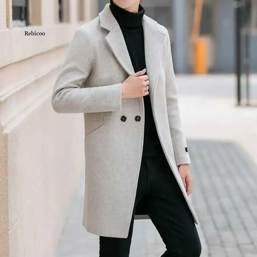 Fashion Men Wool Blends Mens Casual Business Trench Coat Mens Leisure Overcoat Male Punk Style Blends Dust Coats Jackets XJ250809