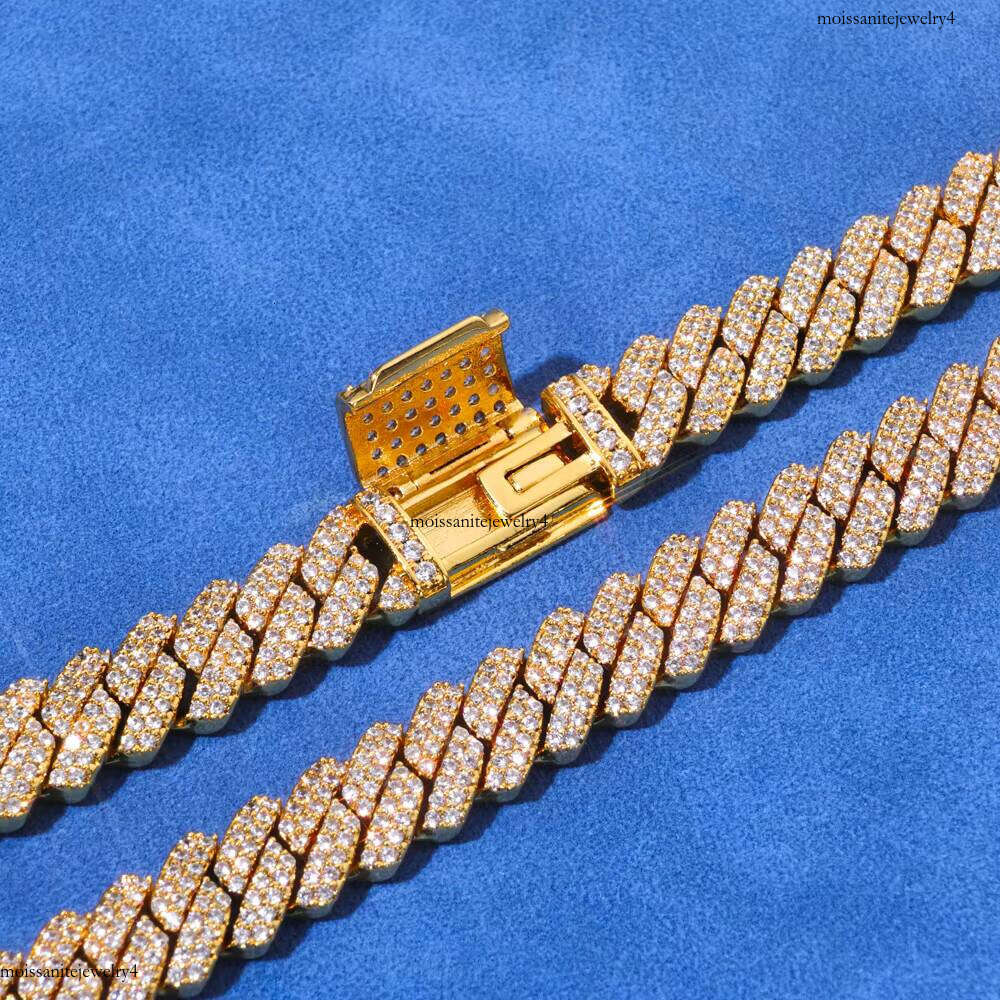 NUOYA 8MM Flip Button Hip Hop Sier Cuban Link Chain Bracelet Iced Out VVS Moissanite Fine Jewelry for Men Women