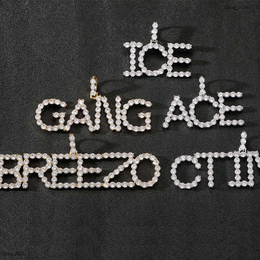 Hip Hop Simple 5mm 3mm Moissanite chain Letter Pendant Necklace Free Combination DIY Custom Splicing