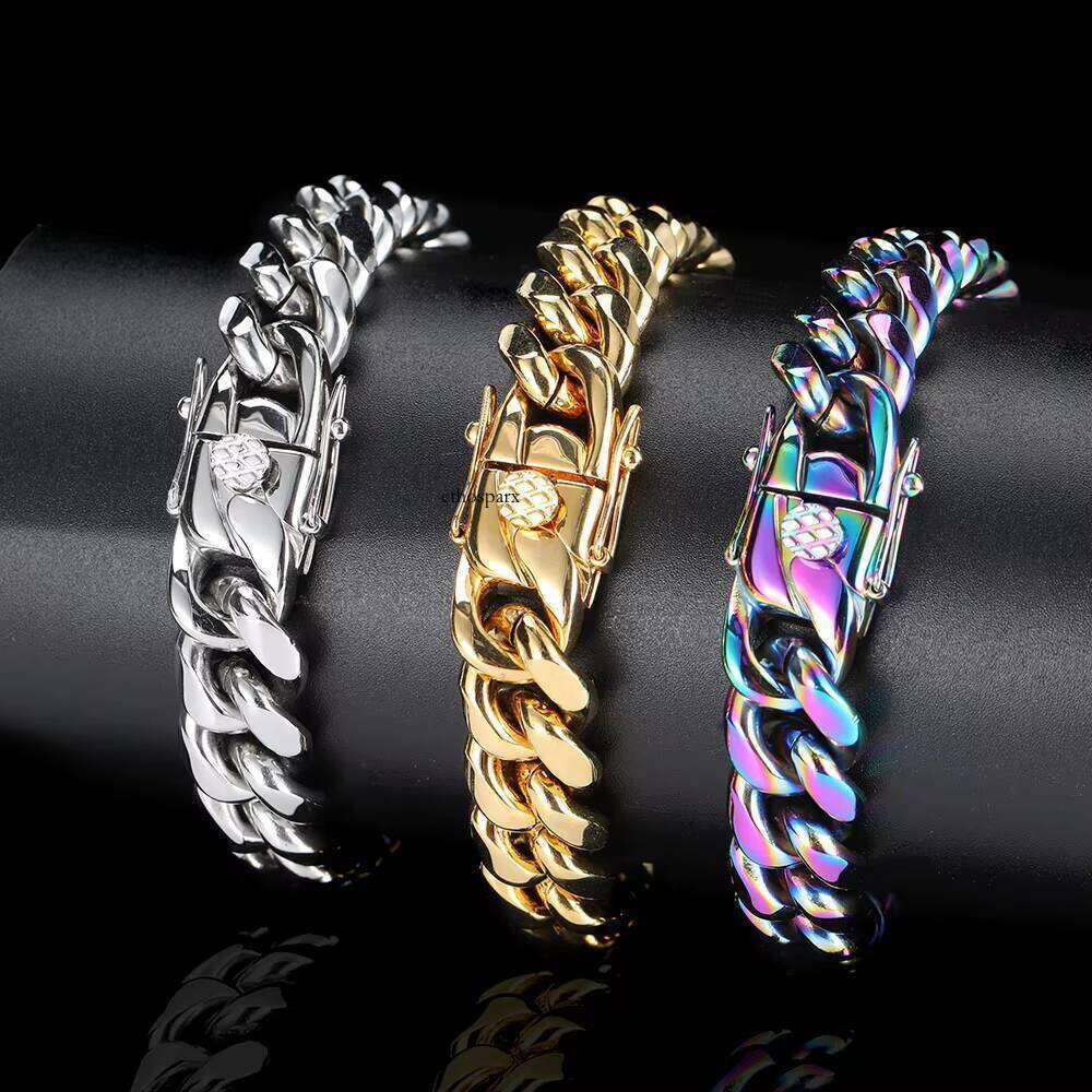 Nuoya Wholesale Men Bracelets Hip Hop Gold Cuban Link Chain