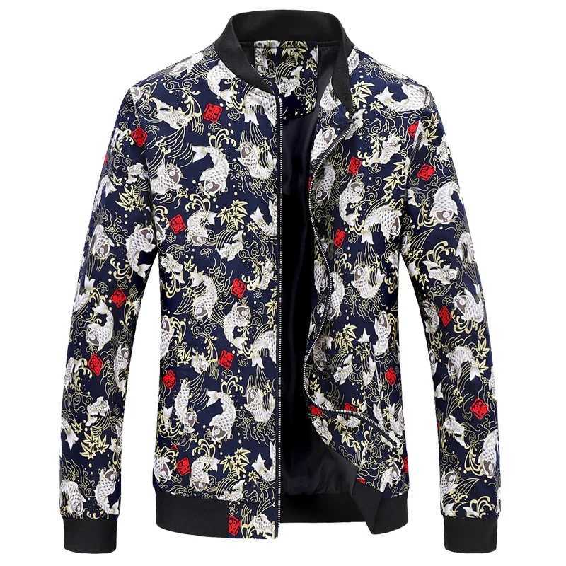 Mens Printed Long Sleeve Jacket Zipper Control Switch Coat Spring/Autumn New Jacket Asian Size Tops M-6XL W250809
