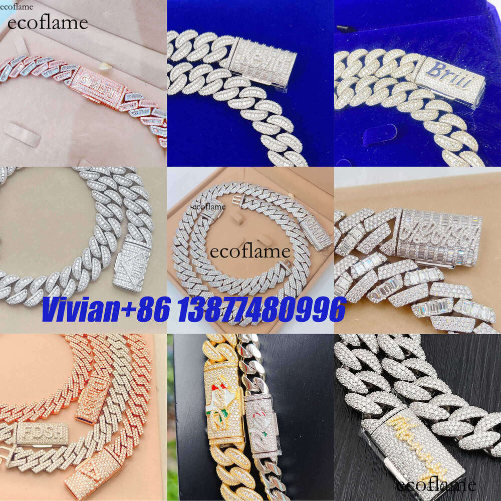 Newest Arrivals Miami Men Cuban Chain Sterling Silver 925 Iced Out Fully VVS Moissanite Diamond Luxury Necklace