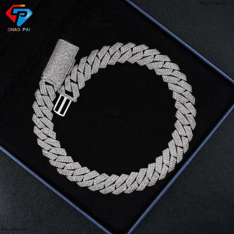 Men's New Hip-Hop Necklace 20mm Three Rows Full Hiphop Dia Cuban Chain Jewelry