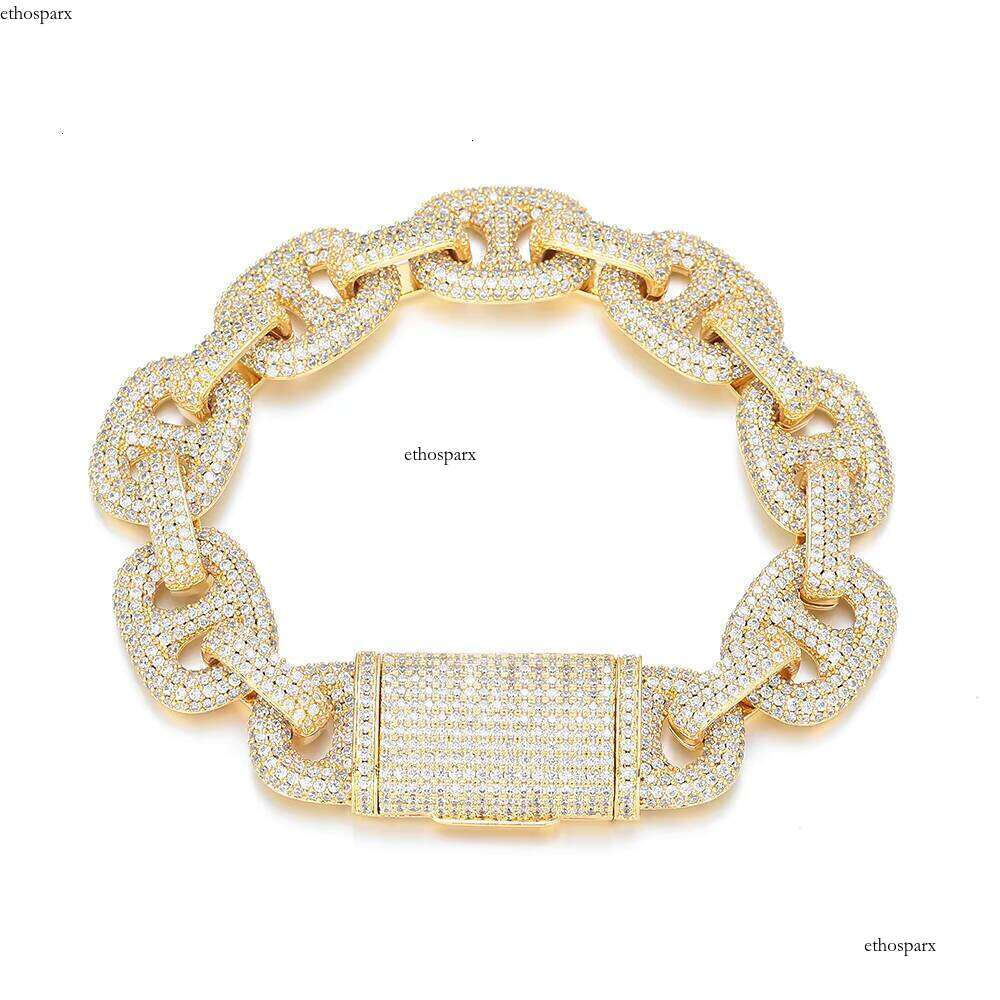 Fine Iced Out Shiny Zircon Number 8 Cuban Link Bracelet Sier Plated Brass Hip Hop Jewelry for Men and Women