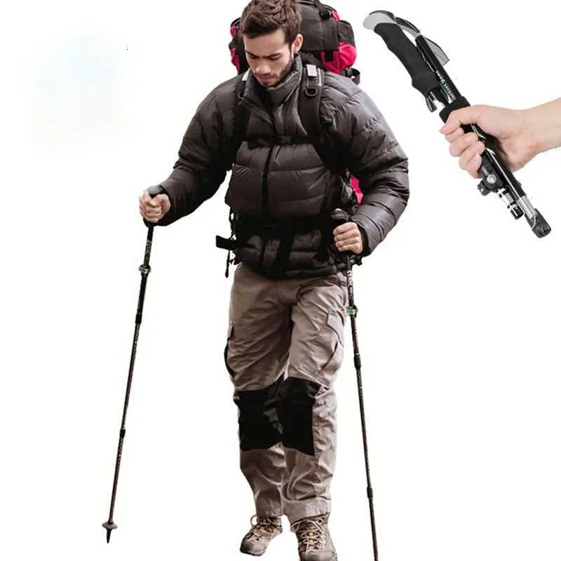 Ultralight Foldable Trekking Polished Telescopic Nordic Walking Sticks Portable Outdoor Camping Hiking Gear for Trekking Z250809