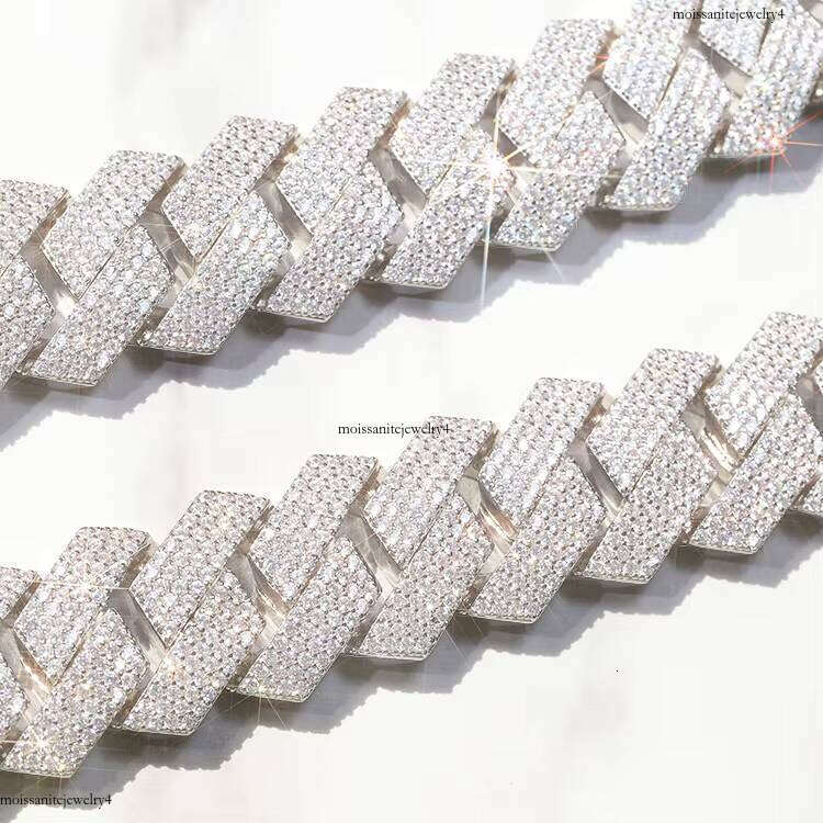 Jewelry Heavy Sier Gold Plated 20mm 16mm 4rows Iced Out VVS Moissanite Dia Cuban Chain Link for Hip Hop Life