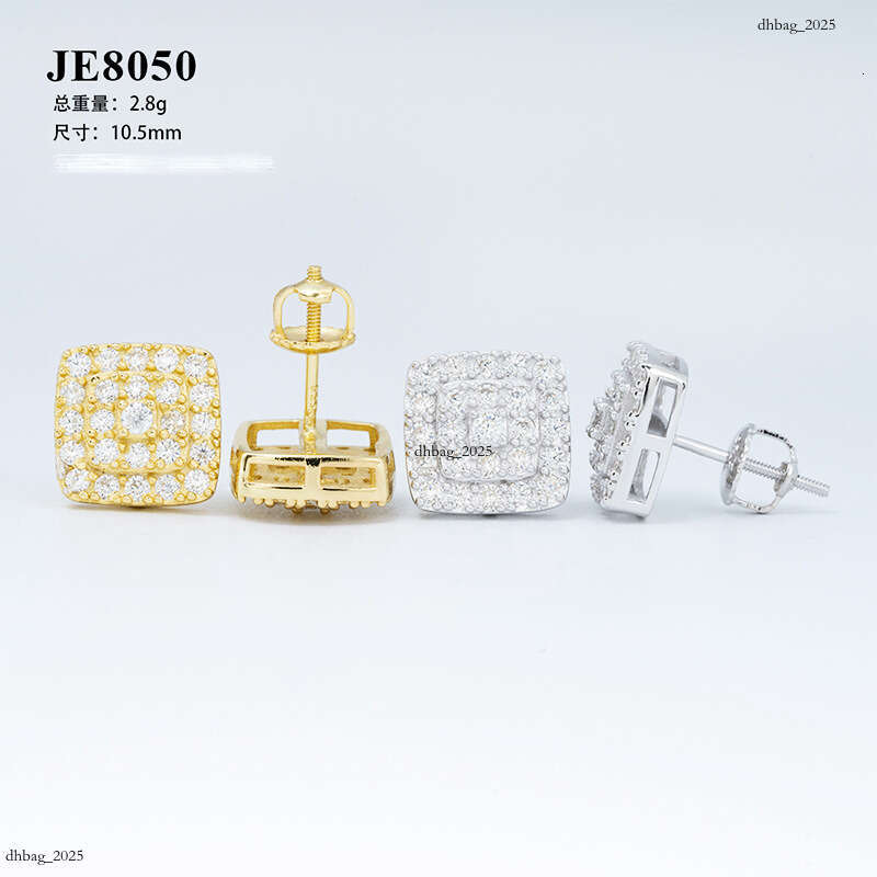 ICED OUT2024 New Moissanite Sier Plated Real Gold Hip Hop Trendy Brand Earrings