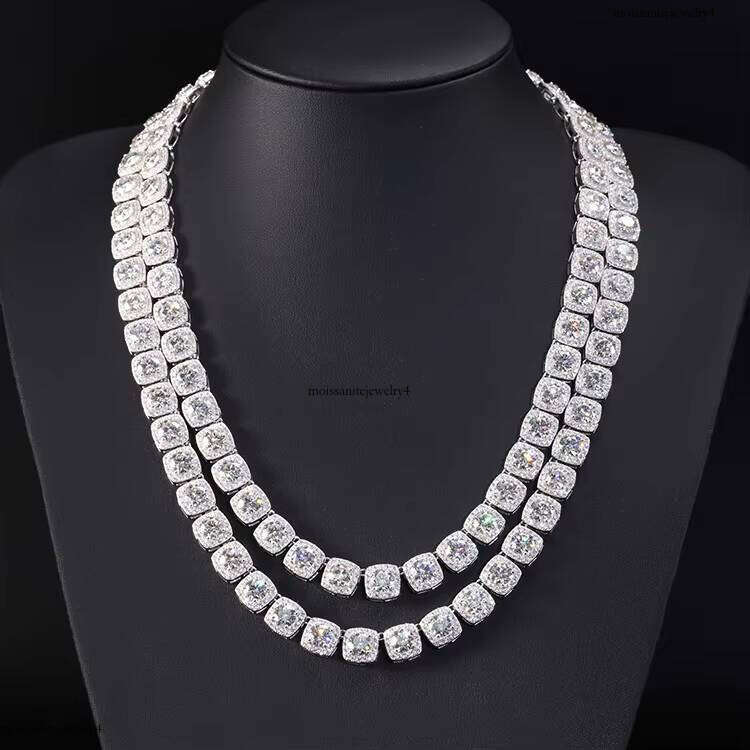 New Design Jewelry 8mm 10mm 12mm Wide Solid Sier D/VVS Moissanite GRA Certificate Tennis Link Chain for Mans Necklace