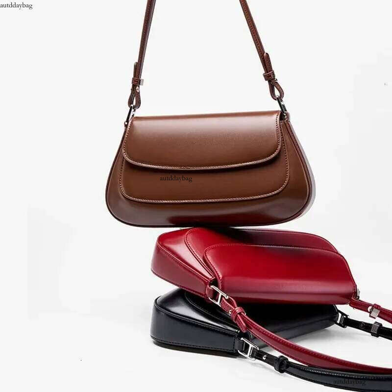 2024 Handbags Genuine Leather Women Saddle Bags High Quality Single Shoulder Female Versatile Crossbody Bag Black
