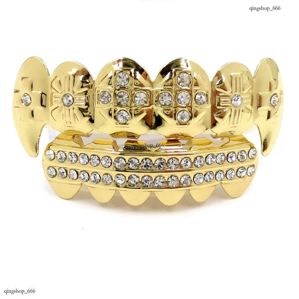 Bling Plated Dia Hip Hop Gold Sharp Teeth Shiny Street Cool