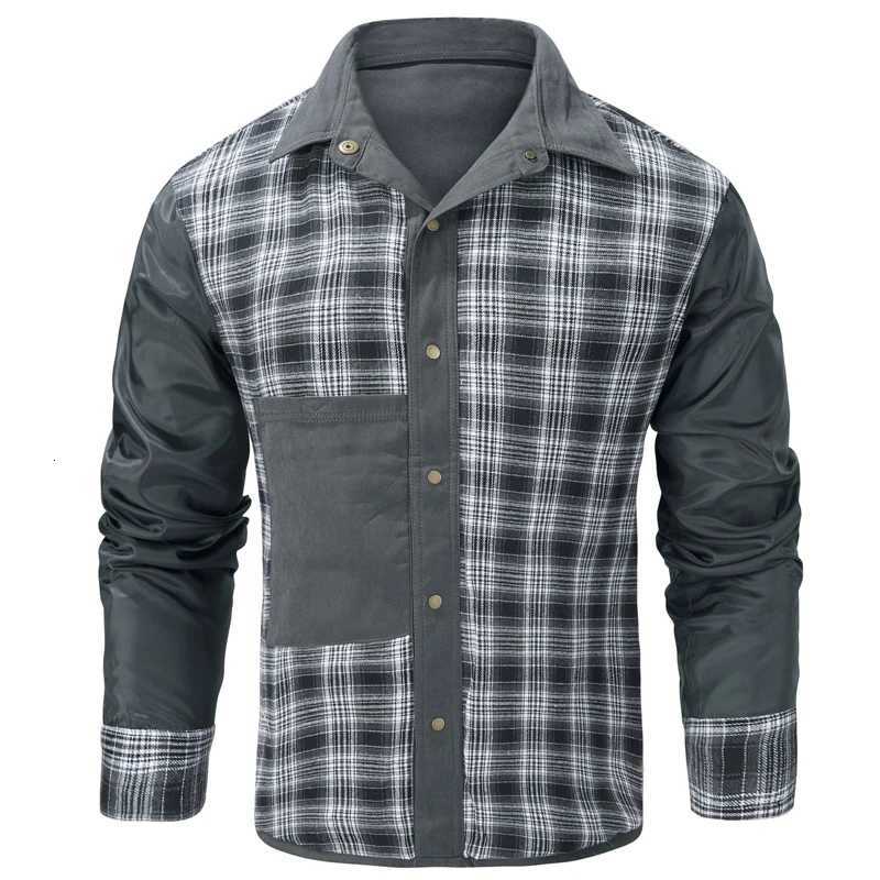 Spring Autumn Mens Flannel Plaid Shirt Jacket Casual Men Retro Lapel Cotton Warm Shirts Men Tactical Windbreaker Jacket Clothing W250809