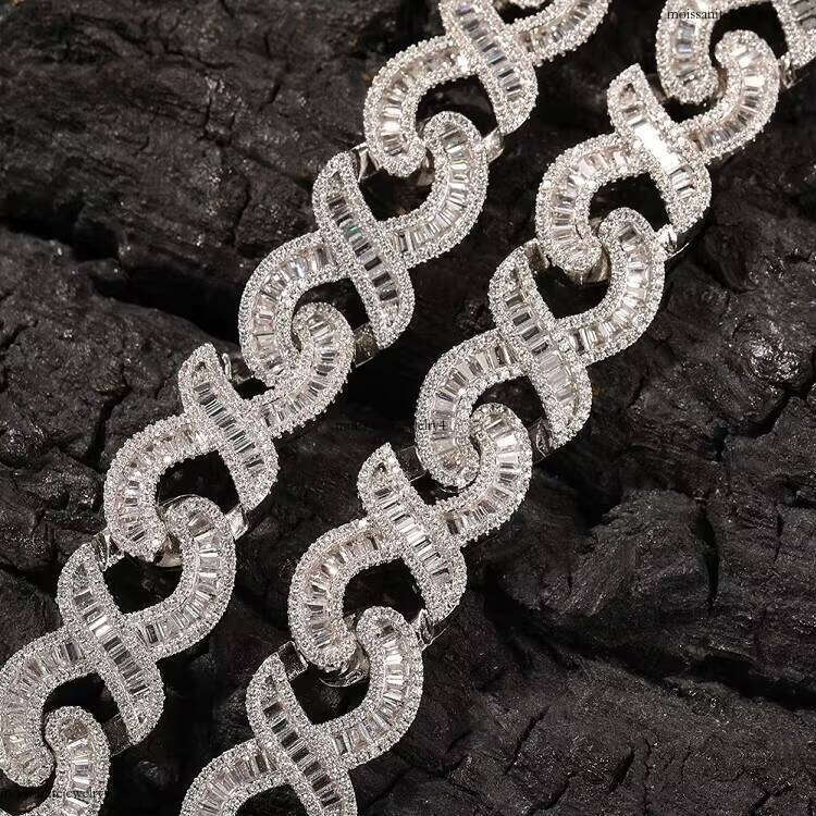 RTS Low Price Gold Plated 15mm Copper 3A+ CZ Cubic Zirconia Baguettes Dias Cuban Chain for Hip Hop Jewelry