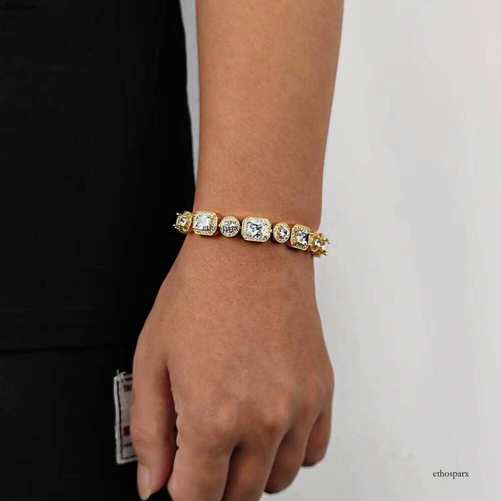 NUOYA Hight Quality Iced Out Clustered Hip Hop Jewelry Rectangle Dia Tennis Bracelet