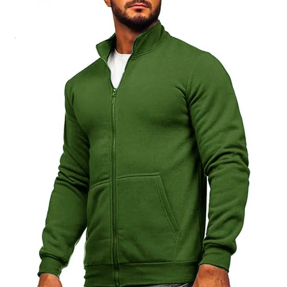 Mens Long Sleeve Sweatshirt Solid Full Zipper Design Sweatshirt for Men Clothing Sportswear Slim Fit Casual Fitness Jacket W250809